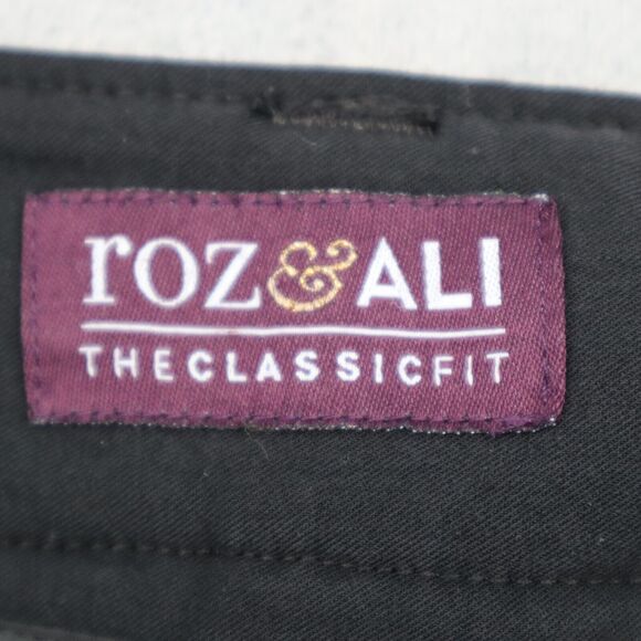 Roz Ali Pants Womens 14 Black High Rise Button Zip Stretch The Classic Fit - Picture 2 of 16